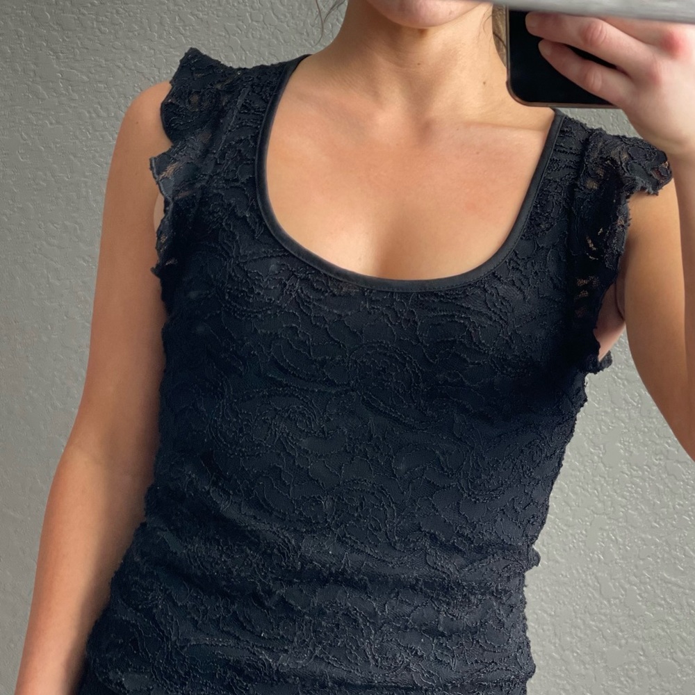 Black Lace top from Charlotte Russe see-through back- S